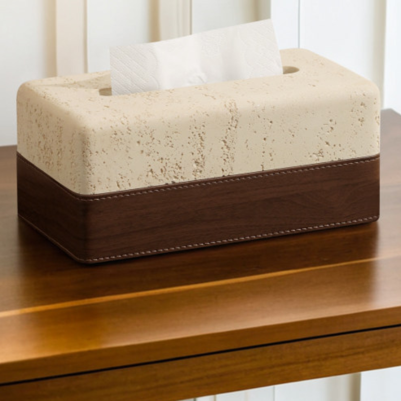 Travertine Wood Tissue Box Cover