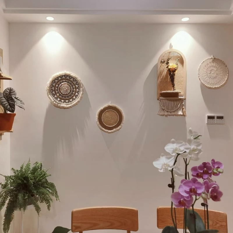 Woven Rattan Wall Shelf Set