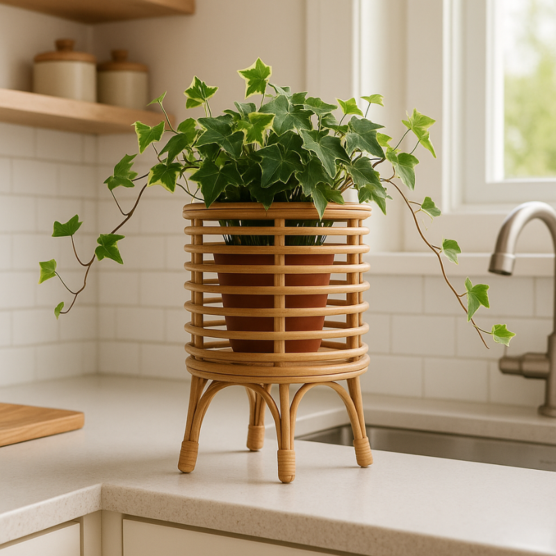 Nordic Rattan Woven Floor Planter