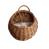 Rattan wall-hung flower basket, wall-hung flower pot, flower-raising, willow-weaving, hanging weaving, handmade wall-hanging, pastoral wall-hanging, blue