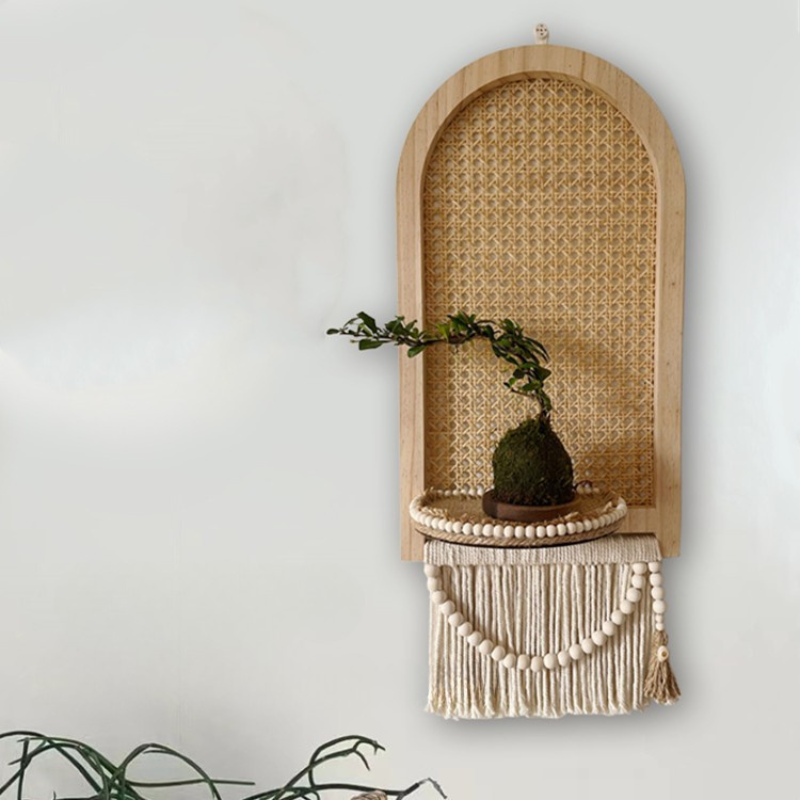 Woven Rattan Wall Shelf Set