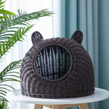 Rattan Cat Ear Dome Bed