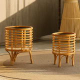 Nordic Rattan Woven Floor Planter
