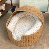 Rattan Dome Cat House Basket