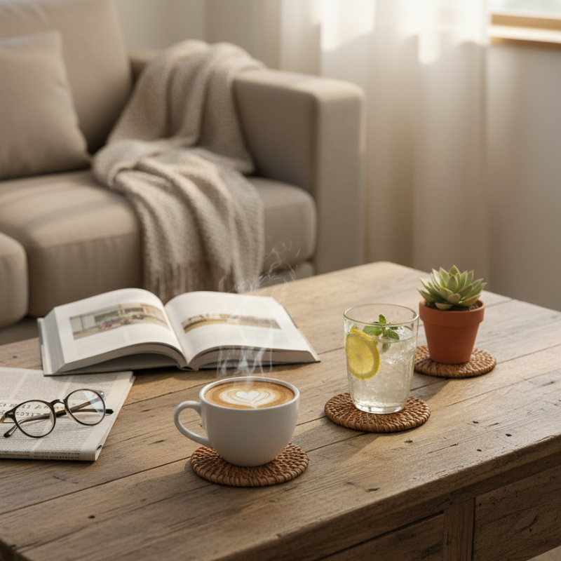 Round Rattan Coaster