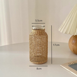Glass Flower Vase with Rattan