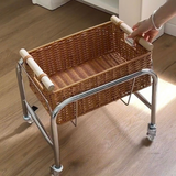 Rattan Basket Rolling Cart