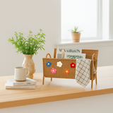 Rattan Magazine Holder Flower Charm Set