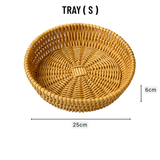 Round Rattan Woven Serving Tray