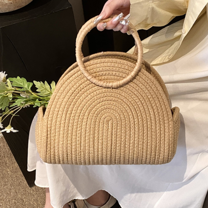 Crescent Straw Casual Handbag