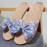 Linen Women's Bow Slippers