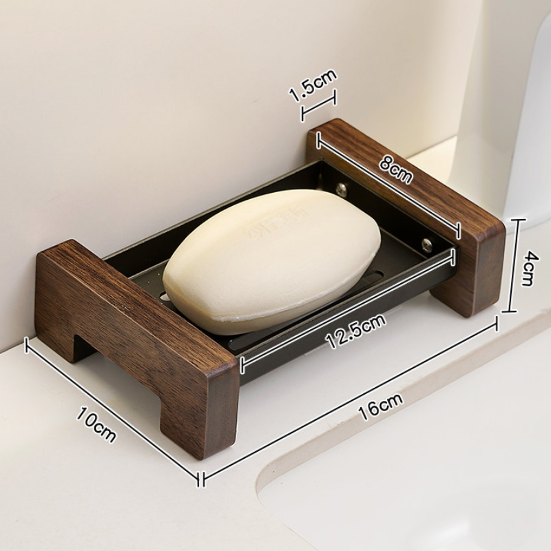 Walnut Soap Dish with Drainage