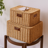 Woven Lidded Rattan Storage Basket