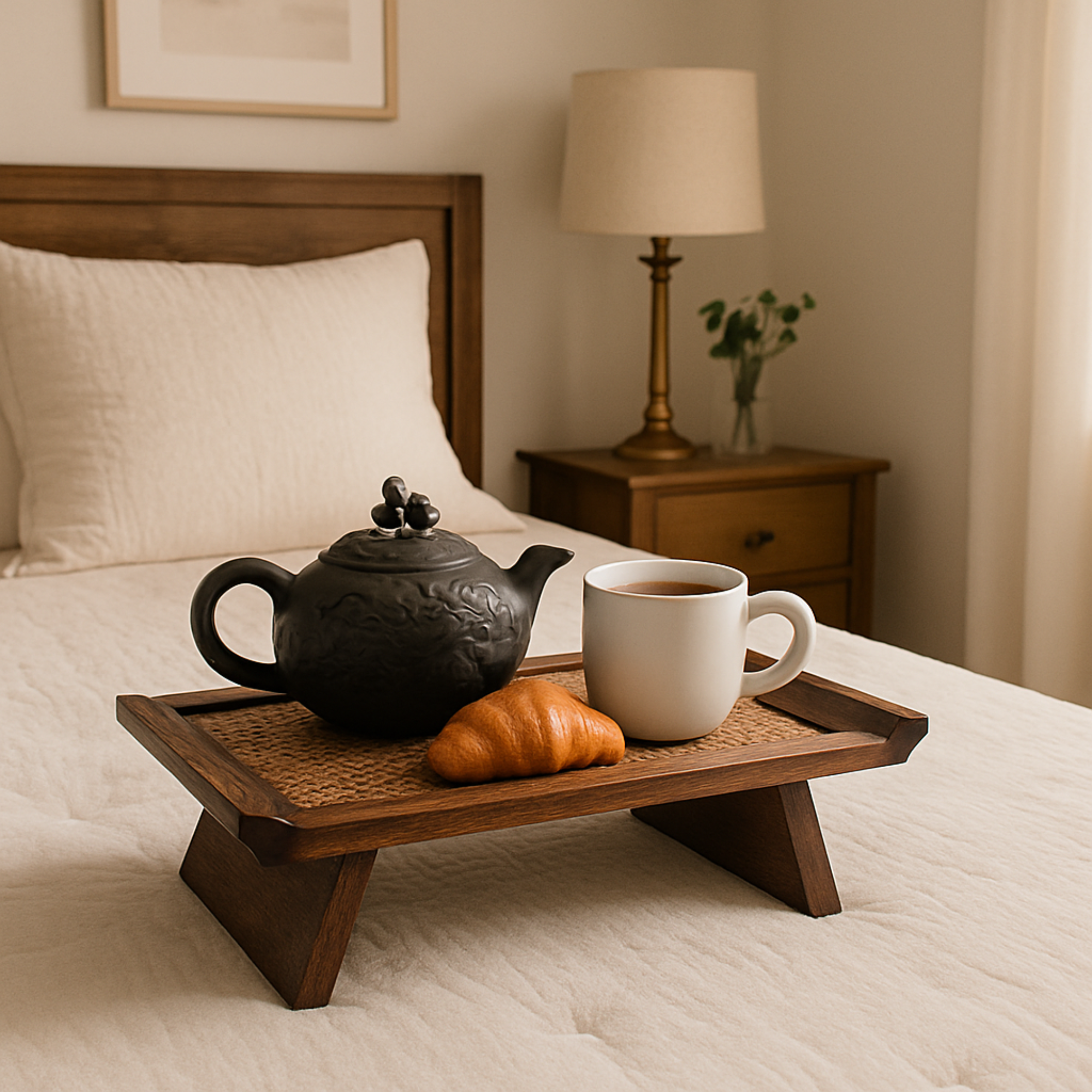 Rattan Wood Tea Table Tray