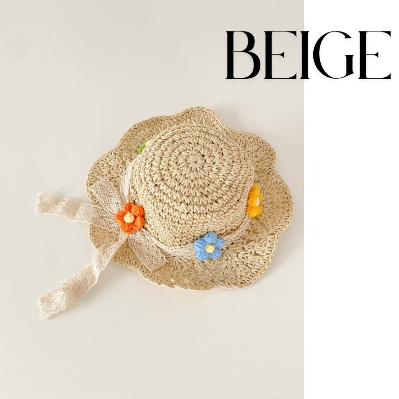 kids Floral Straw Sunhat