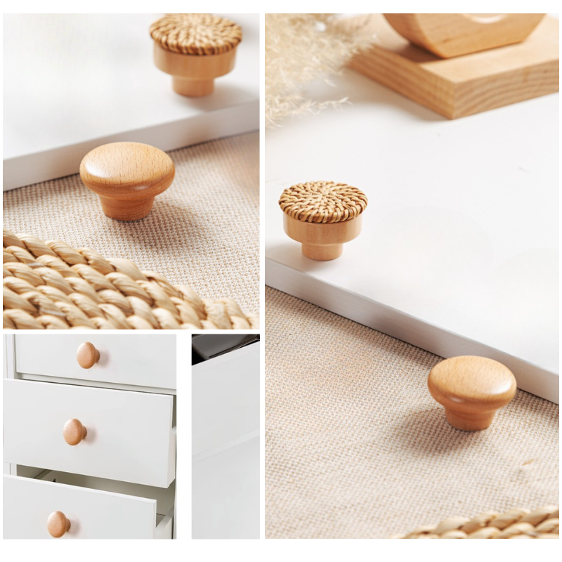 Wood Rattan Cabinet Handle