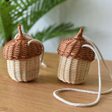 Mini handbag shooting children's props rattan basket diagonally across woven bag bamboo weaving cute hanging basket pinecone backpack