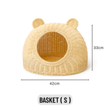 Rattan Cat Ear Dome Bed