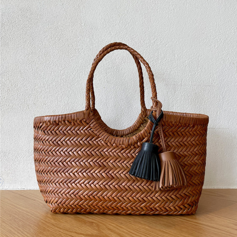 Handwoven Cowhide Tote Bag
