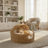 Rattan Dome Cat House Basket