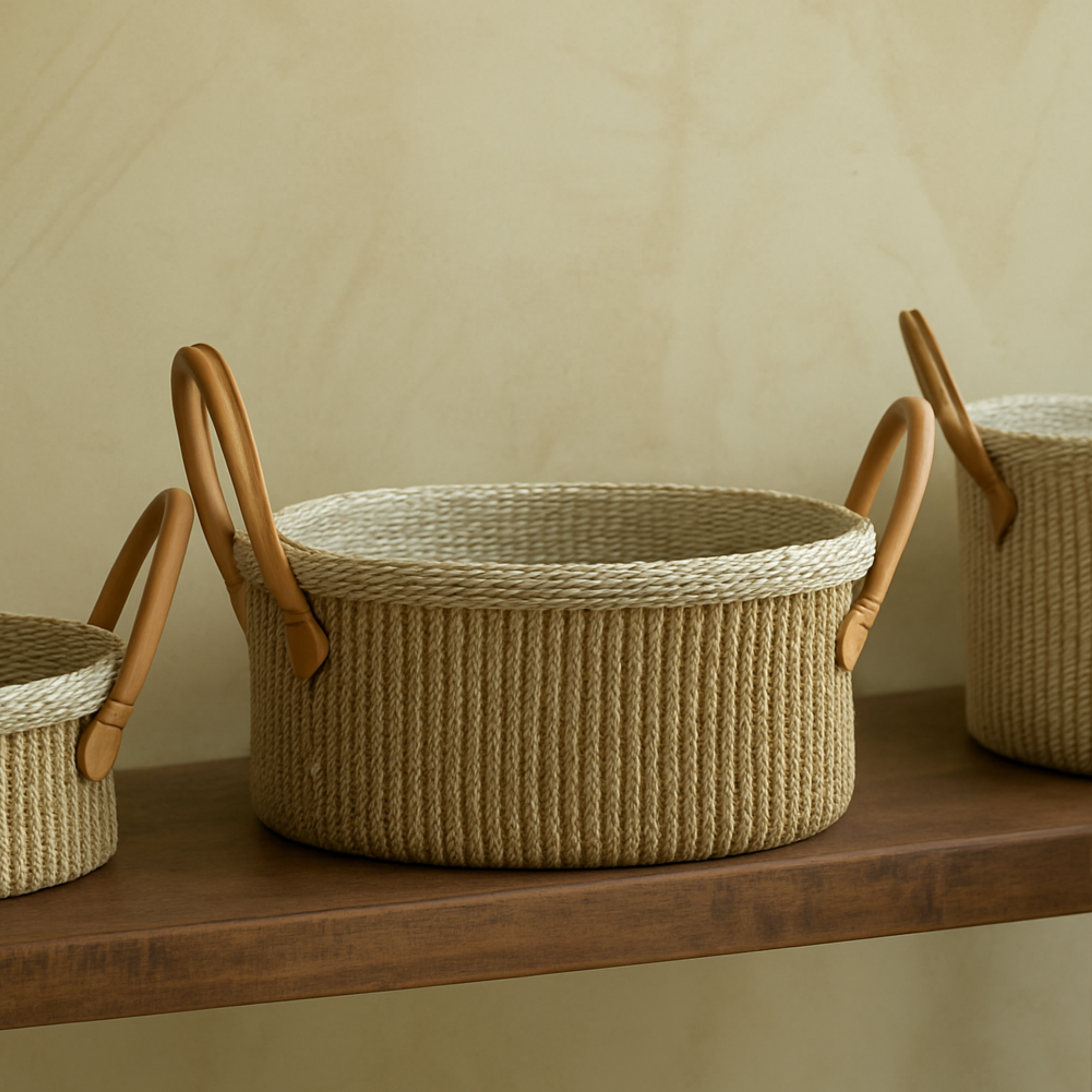 Handheld Cotton Rope Round Basket