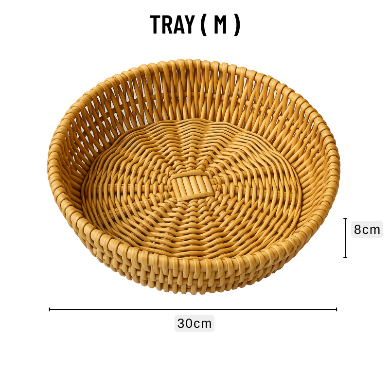 Round Rattan Woven Serving Tray