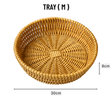 Round Rattan Woven Serving Tray