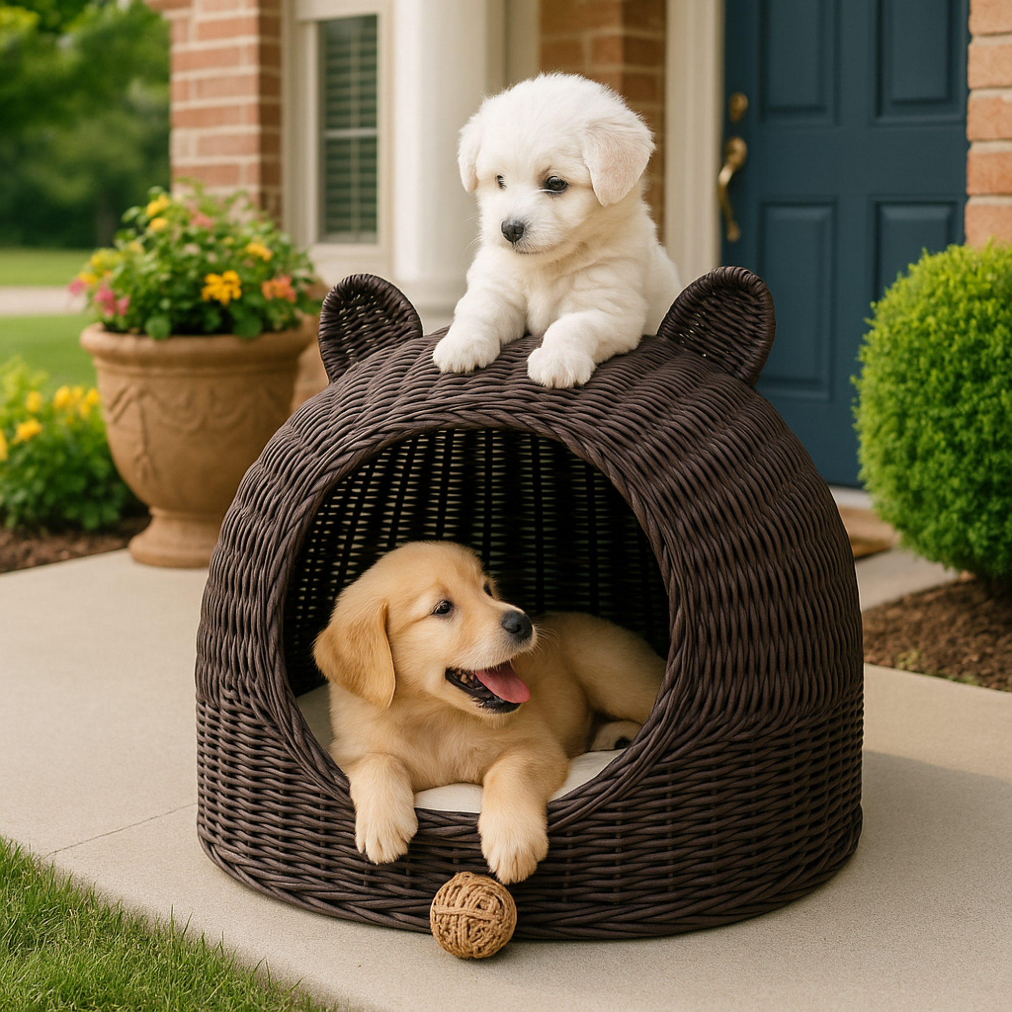 Rattan Cat Ear Dome Bed
