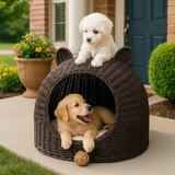Rattan Cat Ear Dome Bed