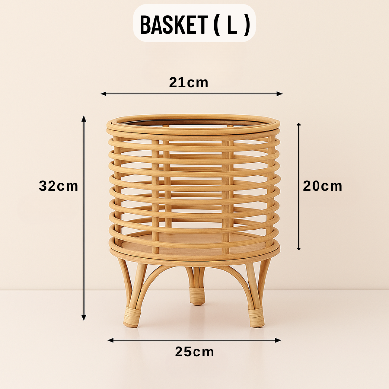 Nordic Rattan Woven Floor Planter