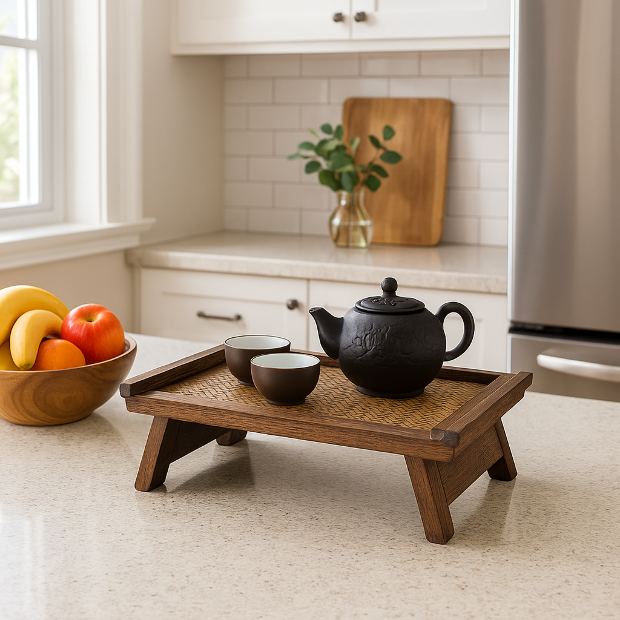 Rattan Wood Tea Table Tray