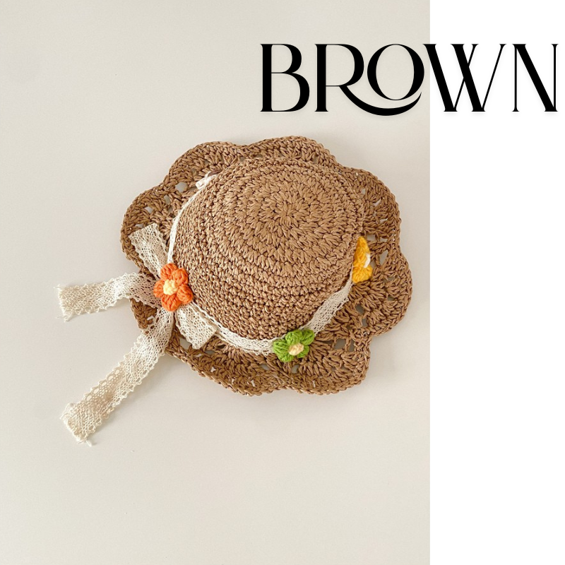kids Floral Straw Sunhat