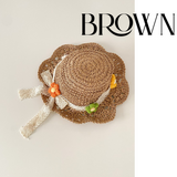 kids Floral Straw Sunhat