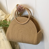 Crescent Straw Casual Handbag