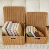 Woven Lidded Rattan Storage Basket