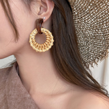 Bohemian Rattan Bamboo Earrings