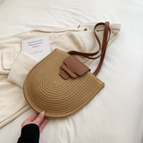 Crescent Woven Straw Shoulder Bag