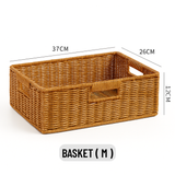 Rattan 3-Handle Storage Basket