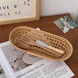 Oval Rattan Storage Tray Set