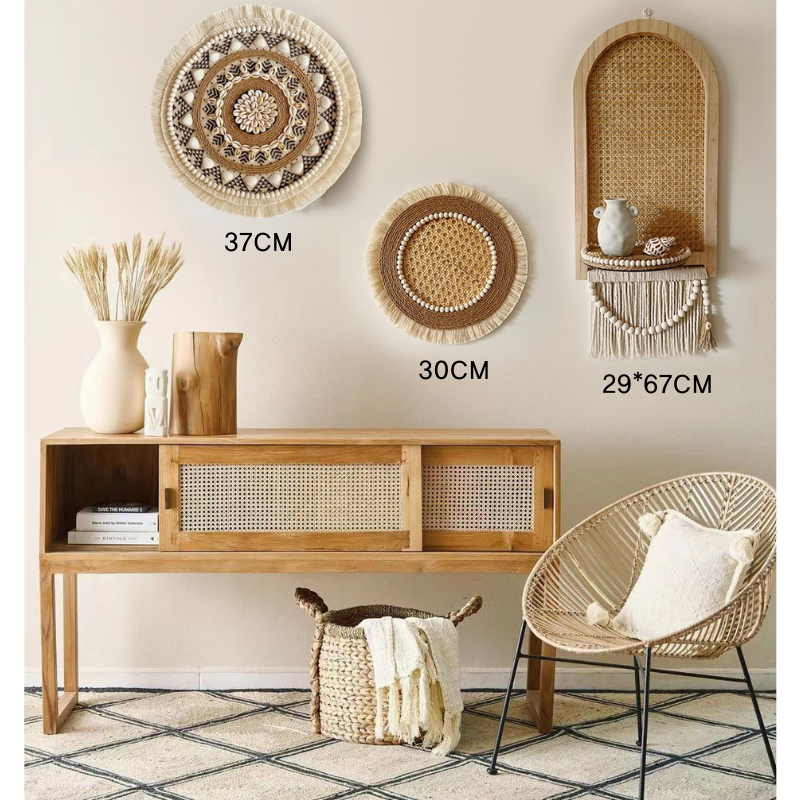 Woven Rattan Wall Shelf Set