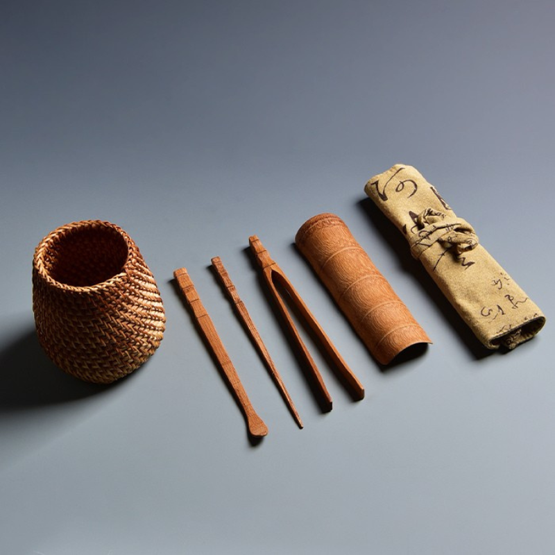 Handmade Rattan Tea Tools Holder Set