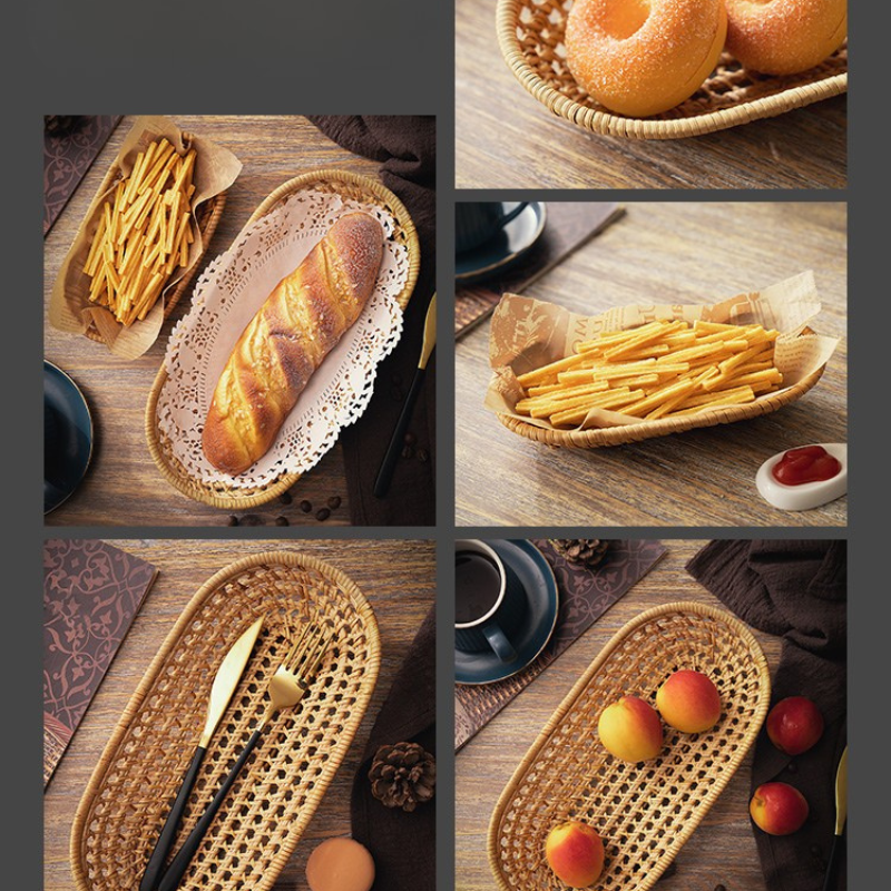 Oval Rattan Tray Set