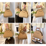 Crescent Straw Casual Handbag