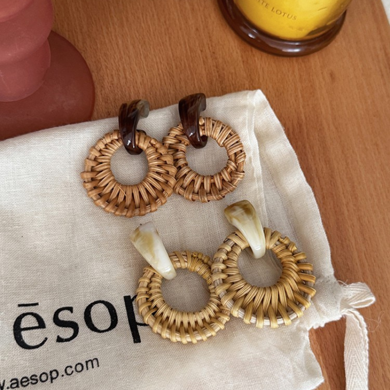Bohemian Rattan Bamboo Earrings