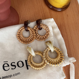 Bohemian Rattan Bamboo Earrings