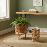 Nordic Rattan Woven Floor Planter