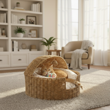 Rattan Dome Cat House Basket