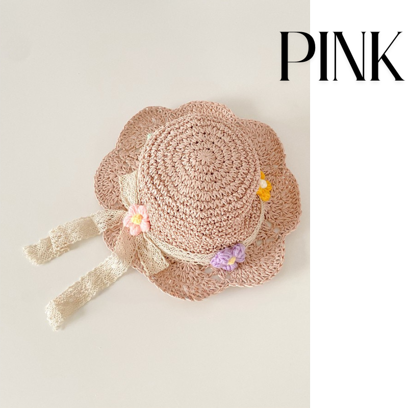 kids Floral Straw Sunhat