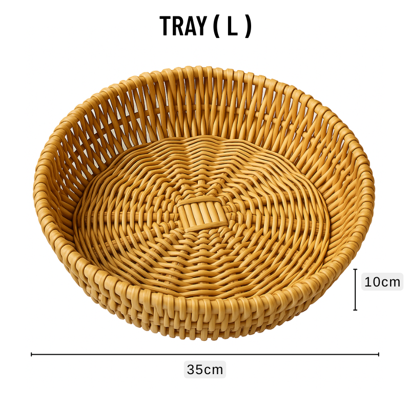 Round Rattan Woven Serving Tray