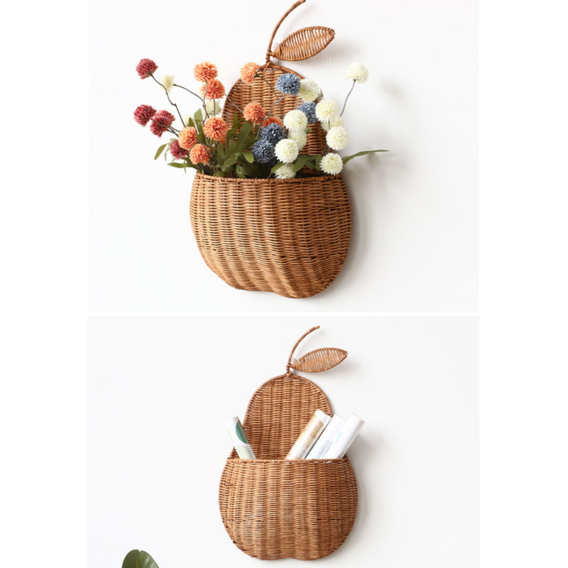 Wall Rattan Pear Flower Basket